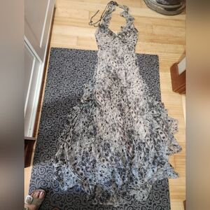 NWT Max Studio Y2K Halter Ruffle Maxi Dress M